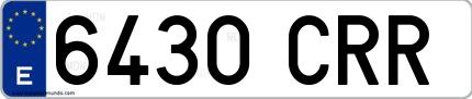 Ejemplo de matrícula española 6430 CRR