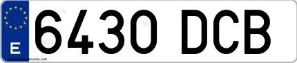 Ejemplo de matrícula española 6430 DCB