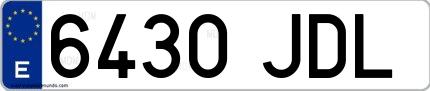 Ejemplo de matrícula española 6430 JDL