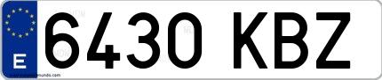 Ejemplo de matrícula española 6430 KBZ