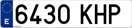 Ejemplo de matrícula de coche ordinaria 6430 KHP