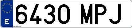 Ejemplo de matrícula española 6430 MPJ