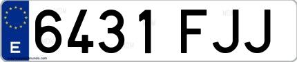 Ejemplo de matrícula española 6431 FJJ