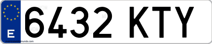 Ejemplo de matrícula de coche ordinaria 6432 KTY