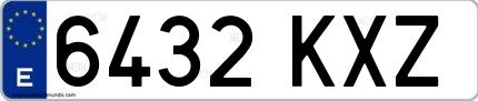 Ejemplo de matrícula española 6432 KXZ