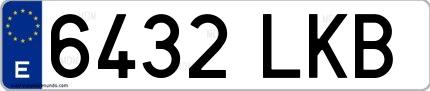 Ejemplo de matrícula española 6432 LKB