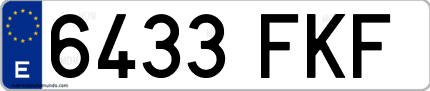 Ejemplo de matrícula de coche ordinaria 6433 FKF