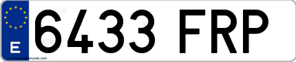 Ejemplo de matrícula de coche ordinaria 6433 FRP