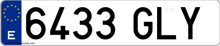 Ejemplo de matrícula de coche ordinaria 6433 GLY