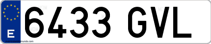Ejemplo de matrícula de coche ordinaria 6433 GVL