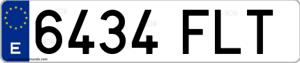 Ejemplo de matrícula de coche ordinaria 6434 FLT