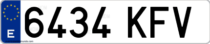 Ejemplo de matrícula de coche ordinaria 6434 KFV