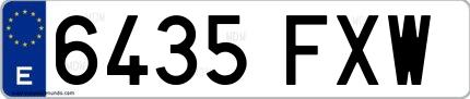 Ejemplo de matrícula española 6435 FXW