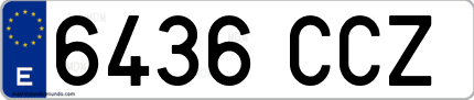 Ejemplo de matrícula de coche ordinaria 6436 CCZ