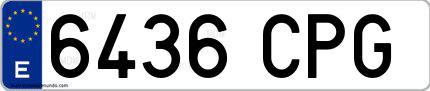 Ejemplo de matrícula española 6436 CPG