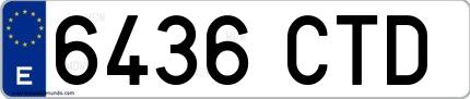 Ejemplo de matrícula española 6436 CTD