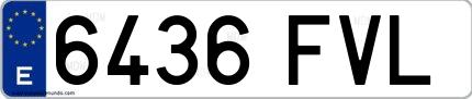 Ejemplo de matrícula española 6436 FVL