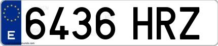 Ejemplo de matrícula española 6436 HRZ