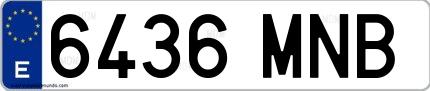 Ejemplo de matrícula española 6436 MNB