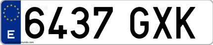 Ejemplo de matrícula de coche ordinaria 6437 GXK