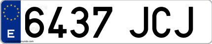 Ejemplo de matrícula de coche ordinaria 6437 JCJ