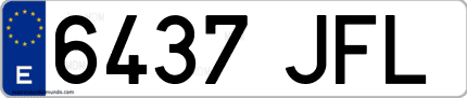 Ejemplo de matrícula de coche ordinaria 6437 JFL