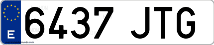 Ejemplo de matrícula de coche ordinaria 6437 JTG