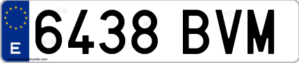 Ejemplo de matrícula de coche ordinaria 6438 BVM