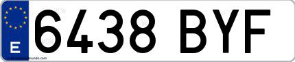 Ejemplo de matrícula española 6438 BYF