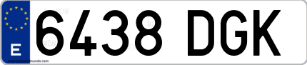 Ejemplo de matrícula de coche ordinaria 6438 DGK
