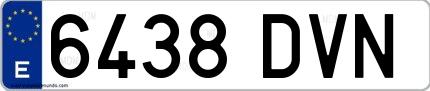 Ejemplo de matrícula española 6438 DVN