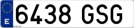 Ejemplo de matrícula española 6438 GSG