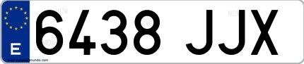 Ejemplo de matrícula española 6438 JJX