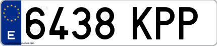 Ejemplo de matrícula española 6438 KPP