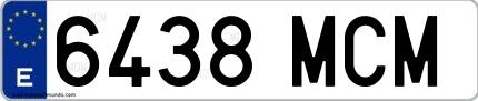 Ejemplo de matrícula española 6438 MCM