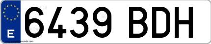 Ejemplo de matrícula española 6439 BDH