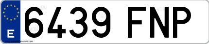Ejemplo de matrícula española 6439 FNP