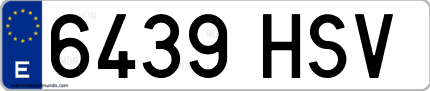 Ejemplo de matrícula de coche ordinaria 6439 HSV