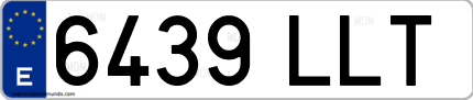 Ejemplo de matrícula de coche ordinaria 6439 LLT