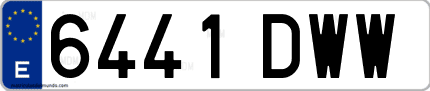 Ejemplo de matrícula de coche ordinaria 6441 DWW