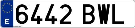 Ejemplo de matrícula española 6442 BWL