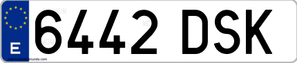 Ejemplo de matrícula de coche ordinaria 6442 DSK