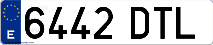 Ejemplo de matrícula de coche ordinaria 6442 DTL