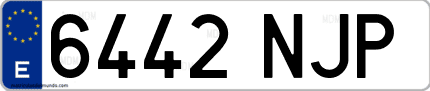 Ejemplo de matrícula de coche ordinaria 6442 NJP