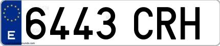 Ejemplo de matrícula española 6443 CRH