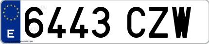 Ejemplo de matrícula española 6443 CZW