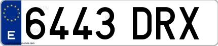 Ejemplo de matrícula de coche ordinaria 6443 DRX