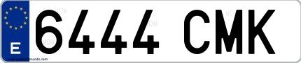 Ejemplo de matrícula española 6444 CMK