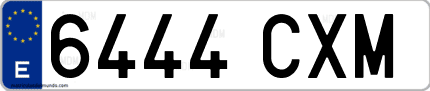 Ejemplo de matrícula de coche ordinaria 6444 CXM