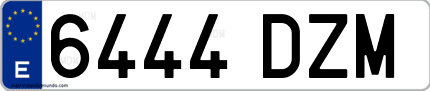 Ejemplo de matrícula de coche ordinaria 6444 DZM